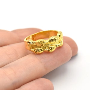 24K Shiny Gold Plated Adjustable Skull Ring, Boho Ring, Jewelry Ring, Wholesale Ring, Gold Plated Ring, Brass Ring Findings, Bohem Ring 053
