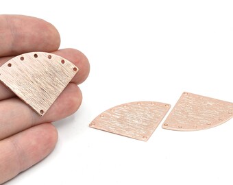 28x40mm Textured Rose GoldTriangle Blanks, Brass Triangle Charm, Rose Gold Fan Charms With 8 Holes, Stamping Blanks, RB094