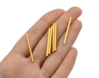 30 Pcs 2x30 24k Shiny Gold Plated Himmeli Copper Tubes Beads , Copper Tubes, JM046