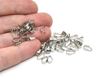 5x9.5mm Silver Plated Pendant Bail, Charm Pinch Bails, Pendant Connector, Pendant Holder, Pinch Bails, Necklace Findings, Wholesale J002