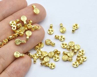 7x8mm 24K Shiny Gold Plated Pewter Spiral, Snail Shaped Beads, Gold Plated Findings, Wholesale Jewelry Supplier GLD0287
