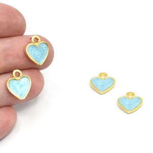 13 x 14 mm 24 k glänzend vergoldet Herz Charms, Emaille Herz Anhänger, Mini Herz Charms, Gold Herz Charms, Liebe Charms, vergoldet, GLD517