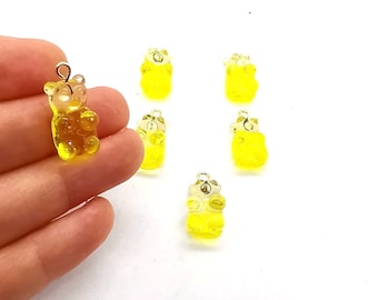 10x22 Hand Made Murano Glass Bear Charms, Murano Jelly Bear Pendants, Murano Glass Findings, Gummy Bear Charms, Tiny Murano Charms
