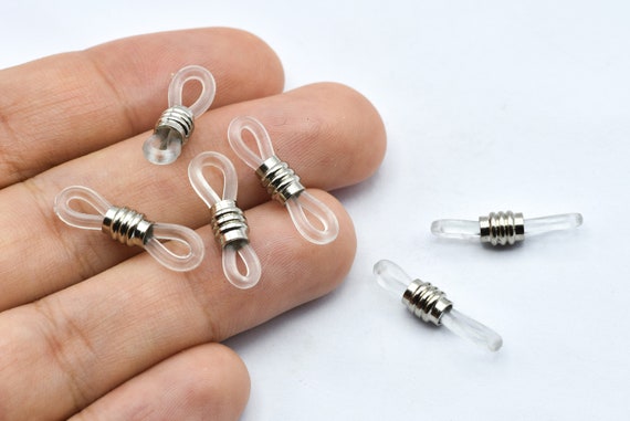 21mm Rhodium Bead Clear Rubber Glasses Holders, Glasses Connector, Rubber Spectacle Holder Ends, Rubber  Glasses Chain Holders, JM041