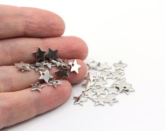 6x10mm Rhodium Plated Tiny Star Charm, Star Charm, Earring Pendant, Rhodium Charm, Minimalist Charm, Star Bracelet, Rhodium Plated Findings