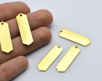26x8mm Raw Brass Hexagon Shaped Charms, Raw Brass Hexagon Pendant, Raw Brass Flat Plate, Brass Findings, Wholesale, RB177