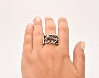 Verzilverde verstelbare ring, messing ring, sieradenring, groothandelring, verzilverde ring, messing ringbevindingen, jubileumring, ARS011