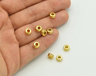 6mm Gold Bead Spacers, Flat Spacer Beads, Gold Spacer Beads, Small Spacer Beads, Tiny Spacer Beads, Gold Spacers, GLD308
