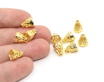 9 x 10 mm 24k glänzende vergoldete Kegelkappen, Quaste Kegelkappe, vergoldete Kegelperlen, vergoldetes Zubehör, Großhandelslieferant
