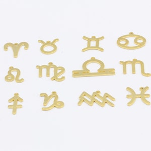 24k Shiny Gold Plated Small Zodiac Sings Charms, Tiny Zodiac Pendants, Gold Zodiac Sings Charm, Astrological Zodiac Signs, Horoscope Charms