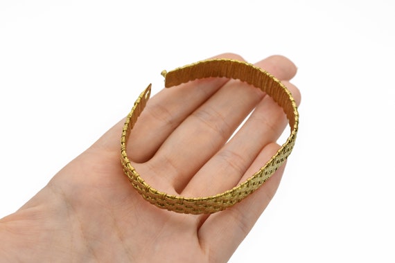 Adjustable Bracelet, Raw Brass Bracelet,Knitted Pattern,  Handmade Bracelet