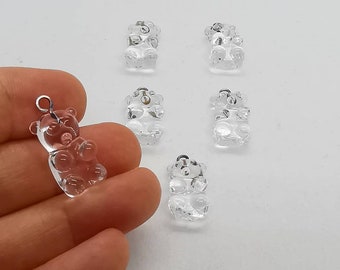 10x22 Hand Made Murano Glass Bear Charms, Murano Jelly Bear Pendants, Murano Glass Findings, Gummy Bear Charms, Tiny Murano Charms