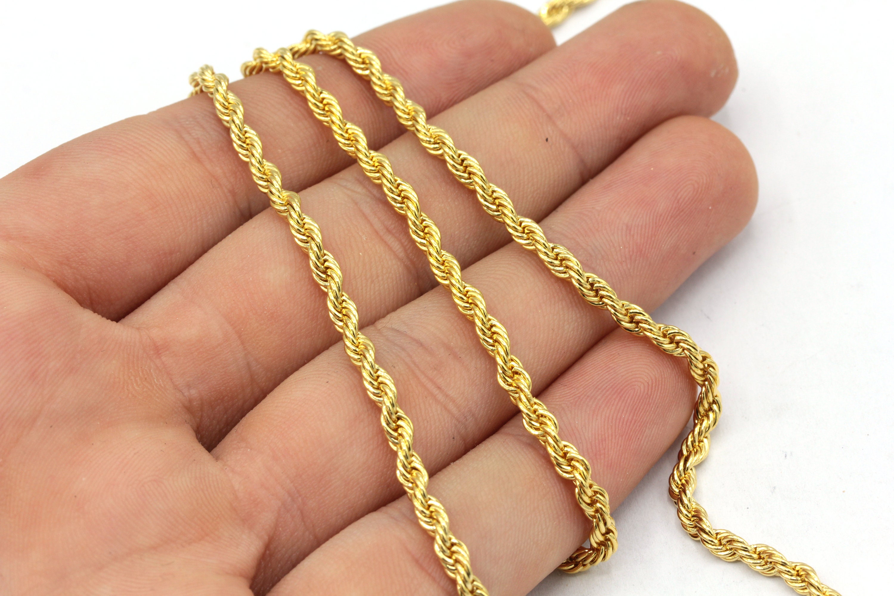 3mm 24k Shiny Gold Plated Rope Chain 