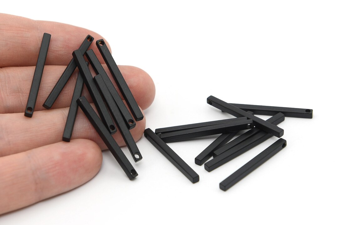 Rectangular Stick Types 3x34.5mm Black Plated Rectangular Stick Bar , Black Flat Stick Charm ...