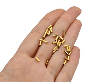 30 Pcs 2x5mm 24k Shiny Gold Plated Himmeli Copper Tubes Beads, Copper Tubes, JM049