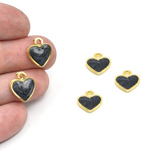 13 x 14 mm 24 k glänzend vergoldet Herz Charms, Emaille Herz Anhänger, Mini Herz Charms, Gold Herz Charms, Liebe Charms, vergoldet, GLD517