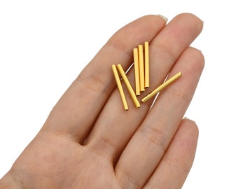 30 Pcs 2x25mm 24k Shiny Gold Plated Himmeli Copper Tubes Beads, Copper Tubes, JM052
