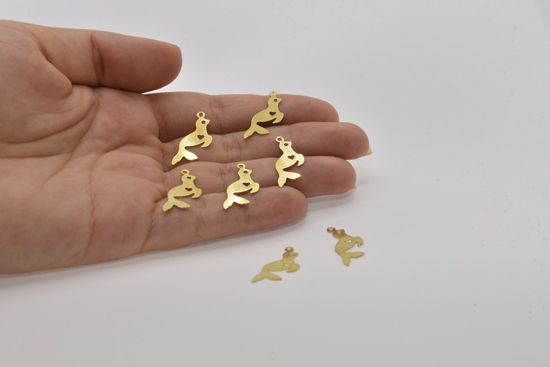 RB321 Brass Seal Charms 9x23mm Seal Charms with Heart Detail Jewelry Supplier Wholesale Fish Charms Animal Pendants