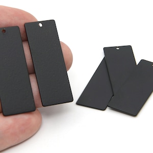 40x15mm Black Plated Rectangular Plate, Black Rectangular Charms, Black Rectangular Pendant, Rectangular Necklace, Wholesale