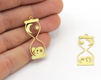 12x32mm Raw Brass Hourglass Charm, Celestial Charm, Brass Charm Earrings, Earring Pendat, Earring Findings, Laser Cut Charm, Brass Findings