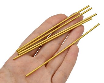 10 Pcs 3x100mm Raw Brass Tubes, Round Tube Beads, Long Tube Bar, Brass Tube Beads, Tube Bar, Extra Long Tubes