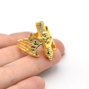 24K Shiny Gold Plated Adjustable Skull Ring, Boho Ring, Angel Of Death Ring, Wholesale Ring, Brass Ring Findings, Bohem Ring