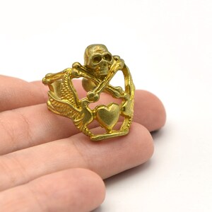 Raw Brass Adjustable Skull Ring, Boho Ring, Jewelry Ring, Skull Rings, Brass Ring Findings, Bohem Ring, Wholesale Supplier, AR007