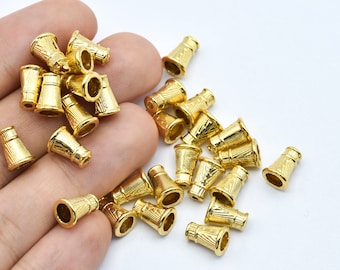 6 x 9 mm 24k glänzende vergoldete Kegelkappen, Quasten-Kegelkappe, vergoldete Kegelperlen, vergoldetes Zubehör, Großhandelslieferant GLD434