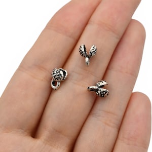 10 Pcs Silver Plated  Crimp Ends, Cord Ends, Clam Shell Bead Tip, Ball Chain Connector, Chain Crimps,Silver Plated Findings,