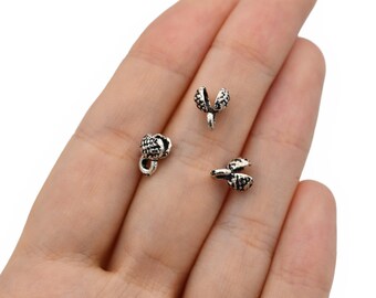 10 Pcs Silver Plated  Crimp Ends, Cord Ends, Clam Shell Bead Tip, Ball Chain Connector, Chain Crimps,Silver Plated Findings,