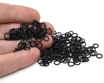 6mm Black Plated Dainty O Shaped Jump Rings, Loops, Round Formed Ring, Black Plated Findings, Wholesale Jewelry Supplier