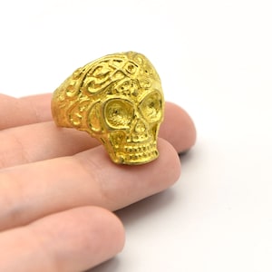 Raw Brass Adjustable Skull Ring, Boho Ring, Jewelry Ring, Skull Rings, Brass Ring Findings, Bohem Ring, Wholesale Supplier , AR078