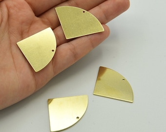 10 Pcs Raw Brass Triangle Blanks, Brass Triangle Charm, Raw Brass Fan Charms With a Hole, Stamping Blanks, Findings, Wholesale