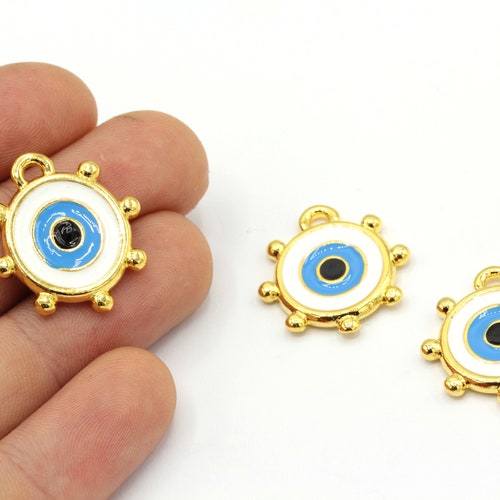 16x20mm 24k Shiny Gold Plated Evil Eye Charm Evil Eye Etsy