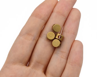 Round Cylinder Spacer 7mm Beads, 3mm Hole Size  Raw Brass Roll industrial Design