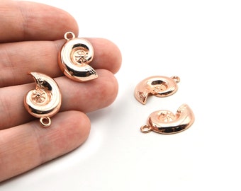 23x15mm Rose Gold Plated Pewter Spiral, Snail Shaped Beads, Gold Plated Findings, Wholesale Jewelry Supplier, GLD266