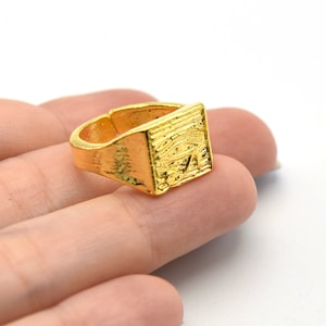 24K Shiny Gold Plated Adjustable Domed Eye of Horus Ring, Brass Eye of Horus Ring, Mountings, Gold Plated Rings, Brass Findings
