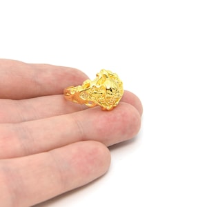 24K Shiny Gold Plated Adjustable Skull Ring, Boho Ring, Jewelry Ring, Wholesale Ring, Gold Plated Ring, Brass Ring Findings, Bohem Ring