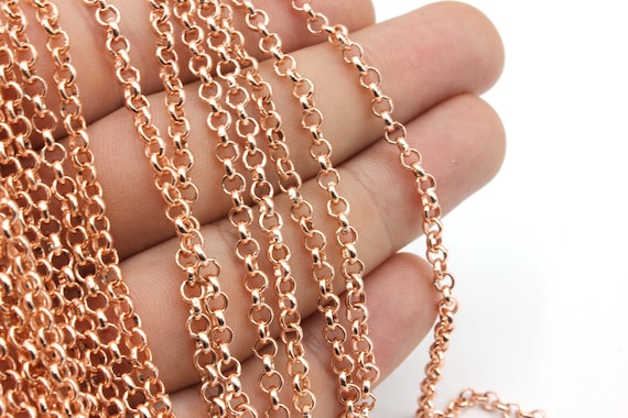 Tiny Rolo Chain Rose Gold Soldered 