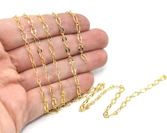 3x5mm 24k Shiny Gold Plated Round Link Chain, Gold Oval Link Chain, Soldered Chain, Tiny Link Chain, Gold Plated Findings
