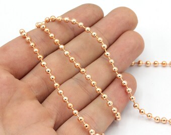 3mm Rose Gold Plated Ball Chains, Rose Gold Ball Bead Chain, Soldered Chain, Choker Ball Chain, Rose Gold Plated Chain, Bulk Lot Chains