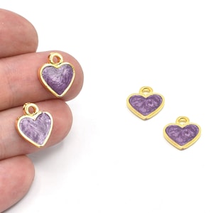 13 x 14 mm 24 k glänzend vergoldet Herz Charms, Emaille Herz Anhänger, Mini Herz Charms, Gold Herz Charms, Liebe Charms, vergoldet, GLD517