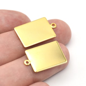 23x14mm 24K Shiny Gold Plated Rectangular Plate, Rectangular Charms, Gold Plated Rectangular Pendant, Rectangular Necklace RBG116