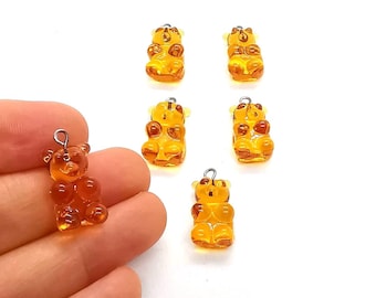 10x22 Hand Made Murano Glass Bear Charms, Murano Jelly Bear Pendants, Murano Glass Findings, Gummy Bear Charms, Tiny Murano Charms