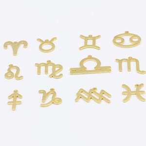 12 Zodiac Signs 24k Shiny Gold Plated Charms, Tiny Zodiac Pendants, Gold Zodiac Sings Charm, Astrological Zodiac Signs, Horoscope Charms