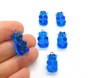10x22 Hand Made Murano Glass Bear Charms, Murano Jelly Bear Pendants, Murano Glass Findings, Gummy Bear Charms, Tiny Murano Charms