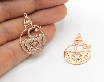 19x30mm Rose Gold Plated Magic Charm, Moon Charm, Space Charm, Eye Charms, Witch Charms, Celestial Charm, Tiny Charm, Rose Gold Findings