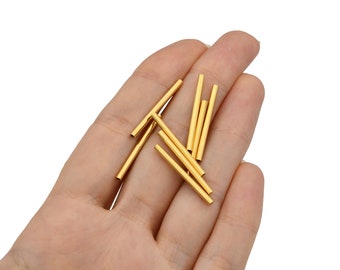 30 Pcs 2x25mm 24k Shiny Gold Plated Himmeli Copper Tubes Beads, Copper Tubes, JM051