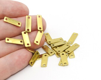 15 x 5 mm Rohmessing rechteckig Stick Charme, 2 Löcher Messing Typenschild, Rohmessing flache Platte, personalisierte Platte, Messingzubehör, Großverkauf