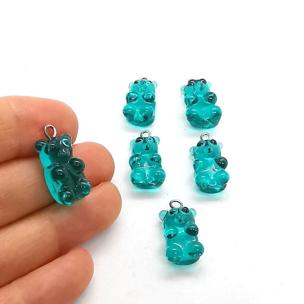 10x22mm Hand Made Murano Glass Bear Charms, Murano Jelly Bear Pendants, Murano Glass Findings, Gummy Bear Charms, Tiny Murano Charms